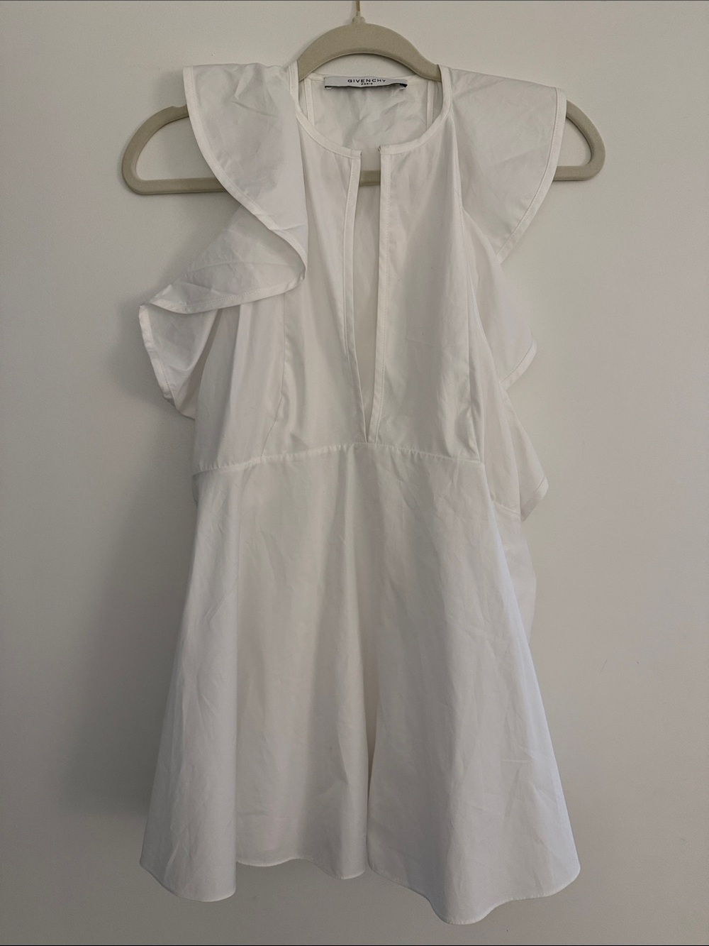 Givenchy Paris White Ruffle Tank Tunic